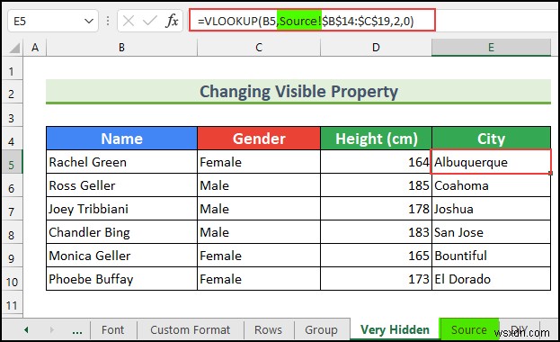 Excel에서 VLOOKUP 소스 데이터를 숨기는 방법(5가지 쉬운 방법)