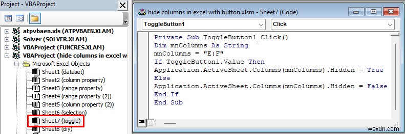 Excel에서 버튼으로 열을 숨기는 방법(4 적절한 방법)