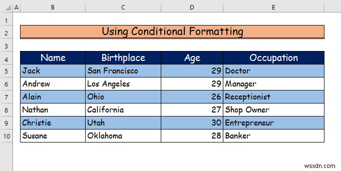 Excel에서 모든 행을 음영 처리하는 방법(3가지 방법)