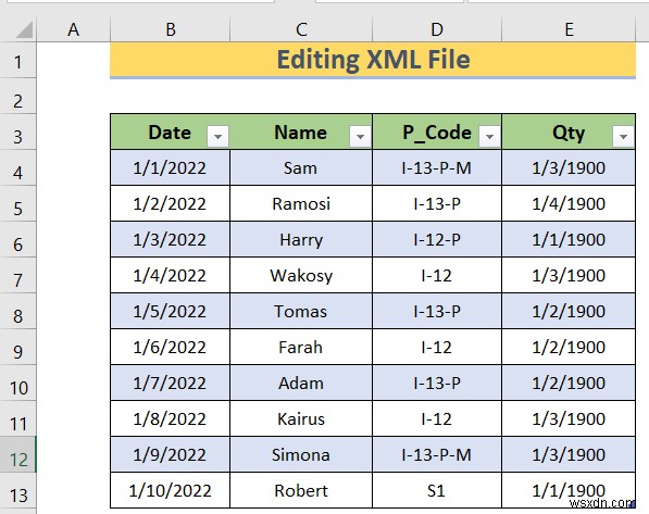 Excel에서 XML 파일을 편집하는 방법(간단한 단계 사용)
