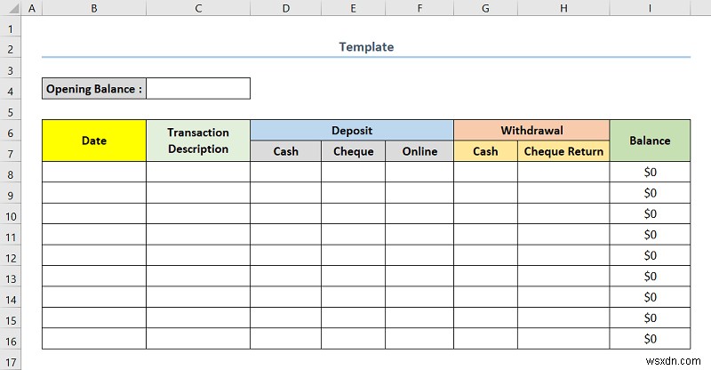 Excel에서 은행 원장을 만드는 방법(간단한 단계 포함)