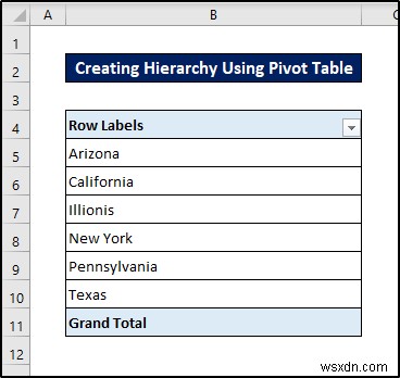 Excel 피벗 테이블에서 계층 구조를 만드는 방법(간단한 단계 포함)