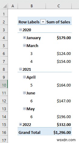 Excel 피벗 테이블에서 날짜 계층 구조 만들기(간단한 단계 포함)