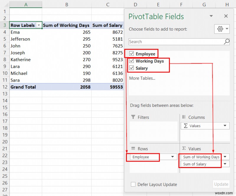 피벗 테이블 데이터 모델에서 계산된 필드를 만드는 방법