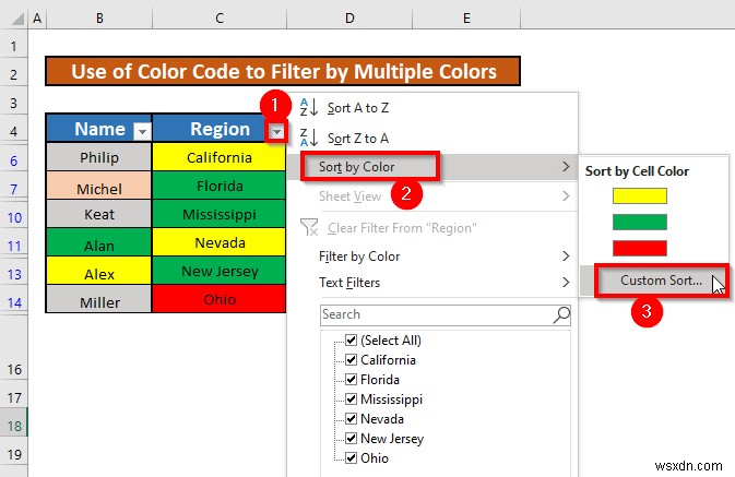 Excel에서 여러 색상으로 필터링하는 방법(2가지 쉬운 방법)