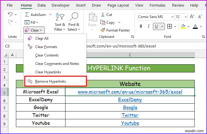 [해결됨]:Excel에 표시되지 않는 하이퍼링크 제거(2개 솔루션)