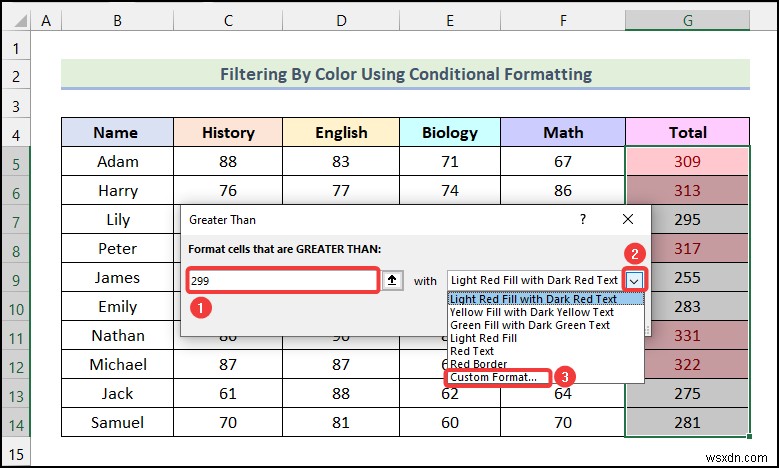 Excel에서 조건부 서식을 사용하여 색상별로 필터링하는 방법