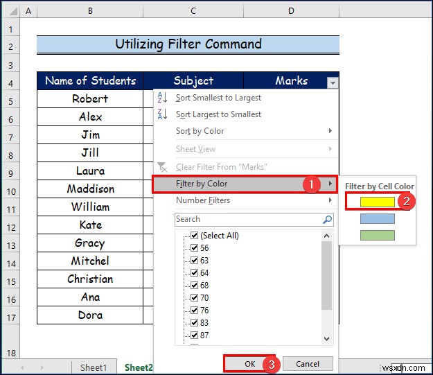 Excel에서 셀 색상으로 필터링하는 방법(2가지 쉬운 방법)