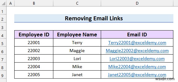 Excel에서 이메일 링크를 제거하는 방법(7가지 빠른 방법)