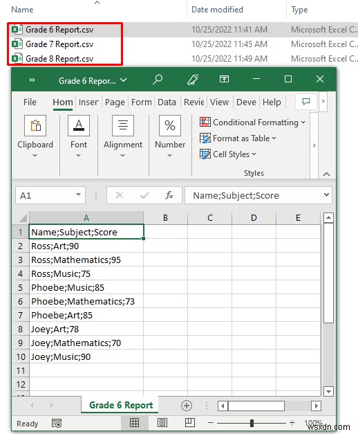 CSV 파일을 Excel에서 여러 시트로 병합(간단한 단계 사용)