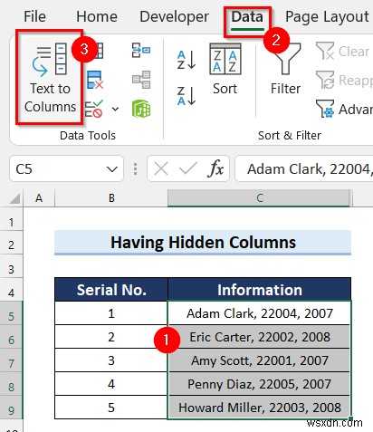 [수정됨!] Excel 텍스트에서 열로 데이터가 삭제됨