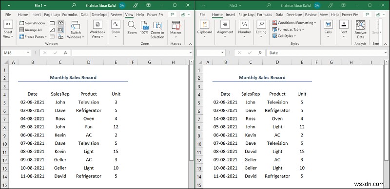 Excel에서 2개의 CSV 파일을 비교하는 방법(6가지 쉬운 방법)