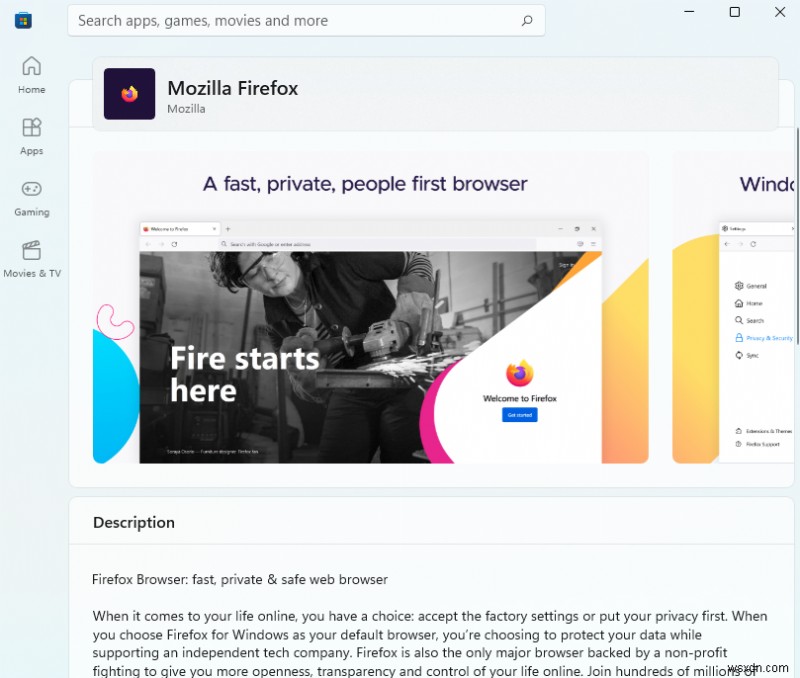 Mozilla Firefox는 이제 Windows 10 및 11용 Microsoft Store에서 사용할 수 있습니다.