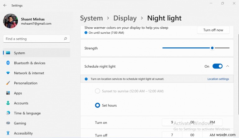 Windows 11에서 야간 조명을 활성화하고 사용하는 방법