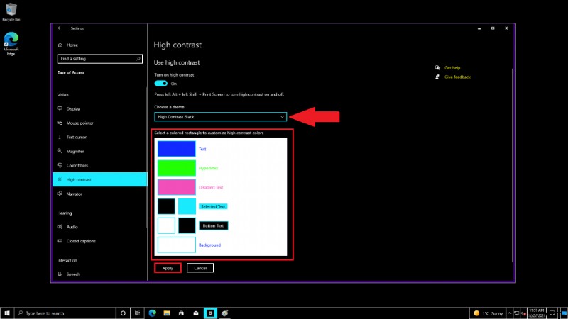 Windows 10 및 Windows 11에서 사용자 정의 고대비 테마를 활성화, 비활성화 및 생성하는 방법