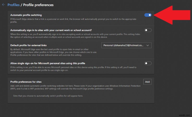 Edge 자동 프로필 전환을 활성화하여 업무와 개인 생활을 분리하는 방법
