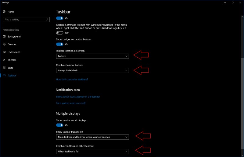 Windows 10에서 작업 표시줄 위치를 변경하는 방법