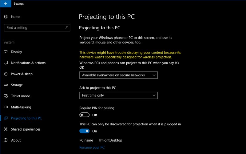 휴대전화 화면을 Windows 10 PC에 투영하는 방법