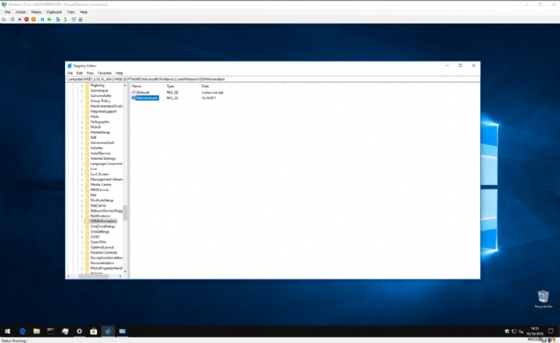 Windows 10 PC 제조업체 정보를 사용자 지정하는 방법