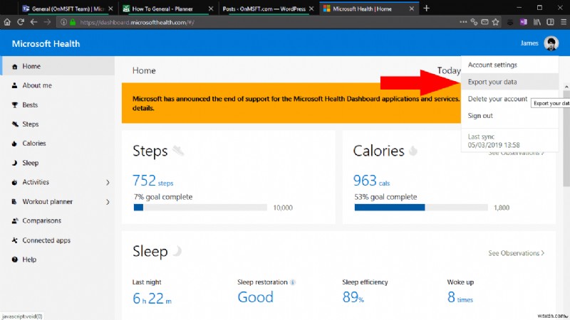 닫기 직전인 Microsoft Health에서 데이터를 내보내는 방법