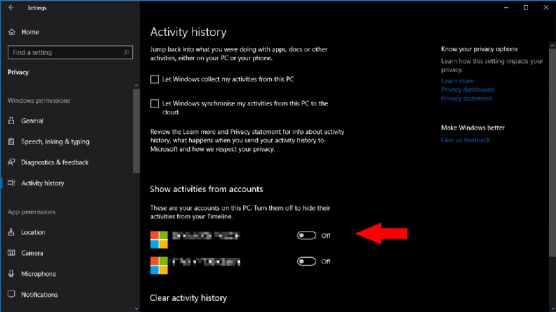 Windows 10s 타임라인 기능을 비활성화(또는 다시 활성화)하는 방법