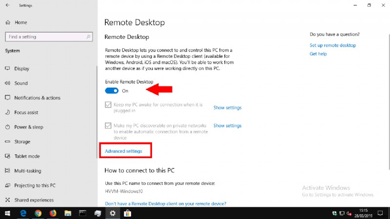 Windows 10 PC에 원격 데스크톱 연결을 활성화하는 방법