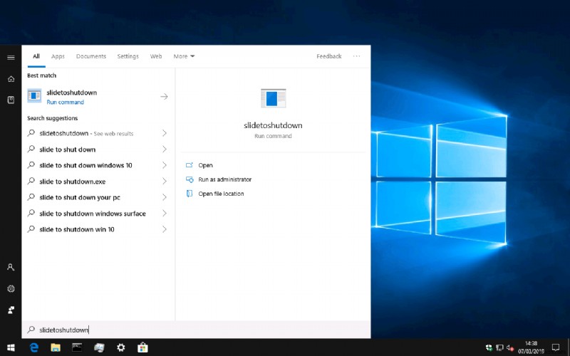 슬라이드를 사용하여 Windows 10 기기에서 종료하는 방법
