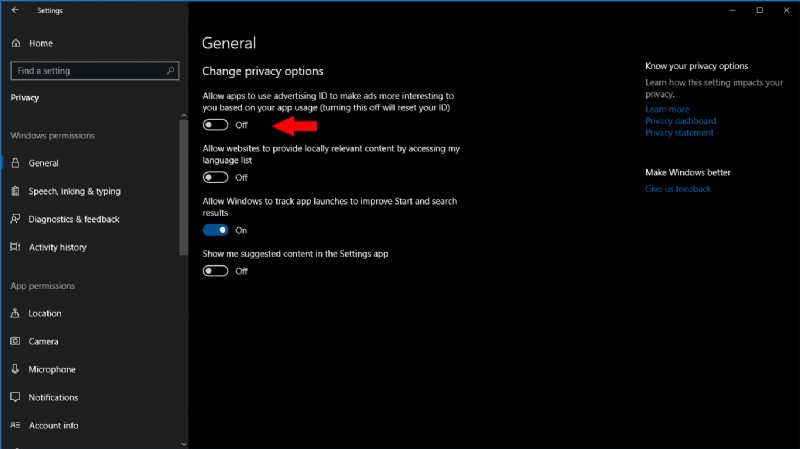Windows 10 앱에서 개인 맞춤 광고를 표시하지 않도록 하는 방법