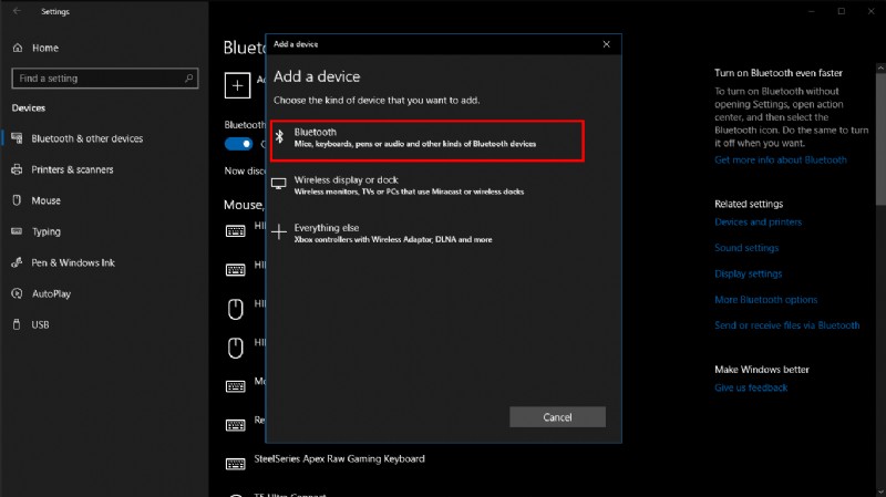 Windows 10 PC에서 Bluetooth를 통해 파일을 보내는 방법