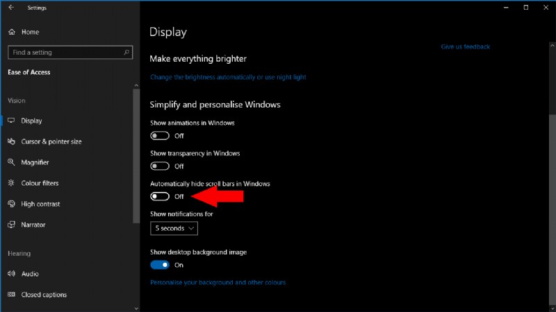 Windows 10에서 스크롤바가 사라지는 것을 방지하는 방법