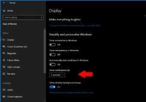Windows 10 알림 표시 시간을 늘리는 방법