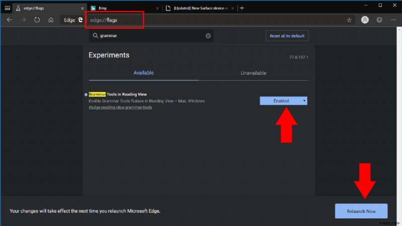 Edge Insider의 읽기용 보기에서 문법 도구를 활성화하는 방법