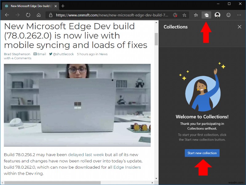 Microsoft Edge Insider에서 컬렉션을 사용하는 방법