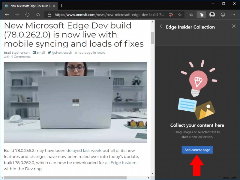 Microsoft Edge Insider에서 컬렉션을 사용하는 방법