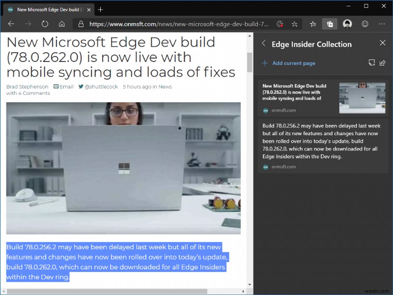 Microsoft Edge Insider에서 컬렉션을 사용하는 방법