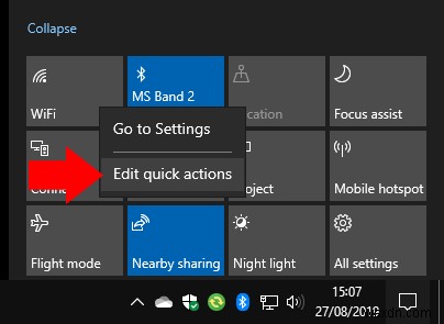 Windows 10 2019년 5월 업데이트에서 빠른 작업을 설정하는 방법