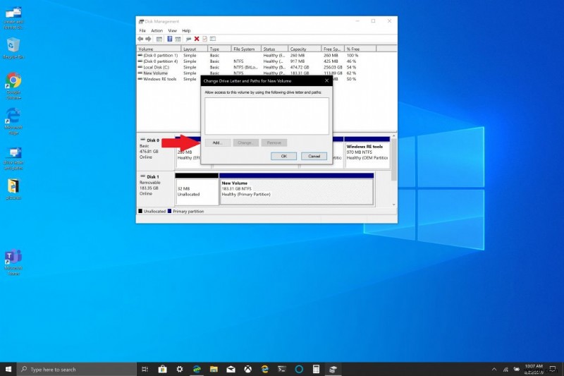 Windows 10에서 이동식 저장 장치를 마운트하는 방법