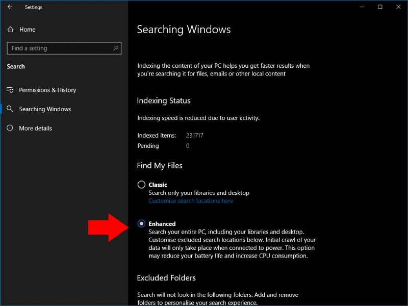 Windows 10에서 고급 검색을 활성화하는 방법