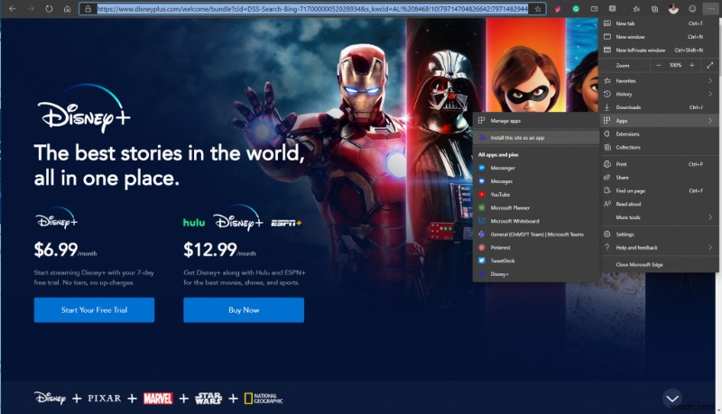 Windows 10에서 Disney+를 PWA로 설정하는 방법