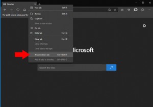 Microsoft Edge Insider에서 닫힌 탭을 다시 여는 방법
