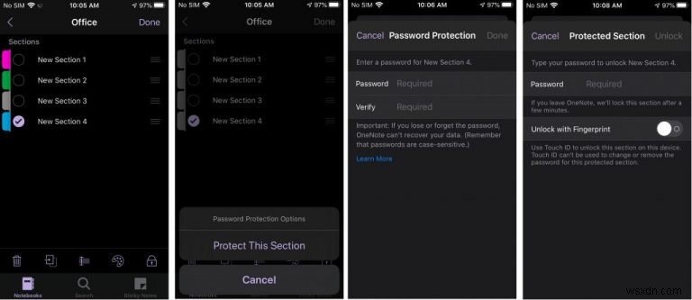 Windows, iOS, Android 및 MacOS의 OneNote에서 전자 필기장 섹션을 암호로 보호하는 방법