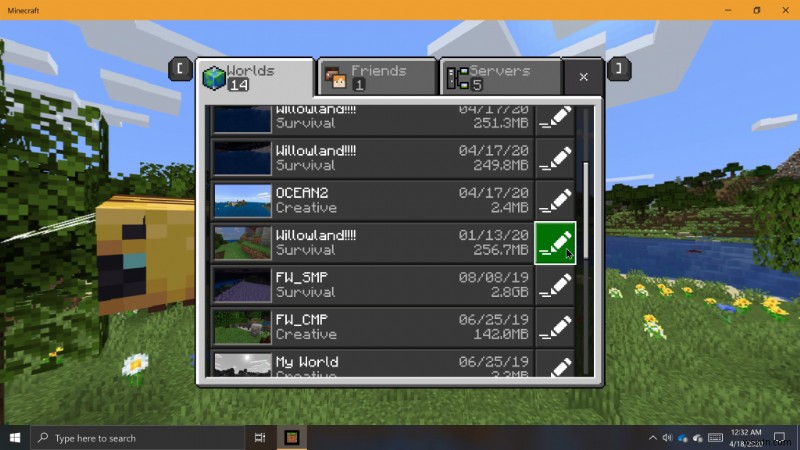 Windows 10의 Minecraft에서 세계를 백업하고 가져오는 방법
