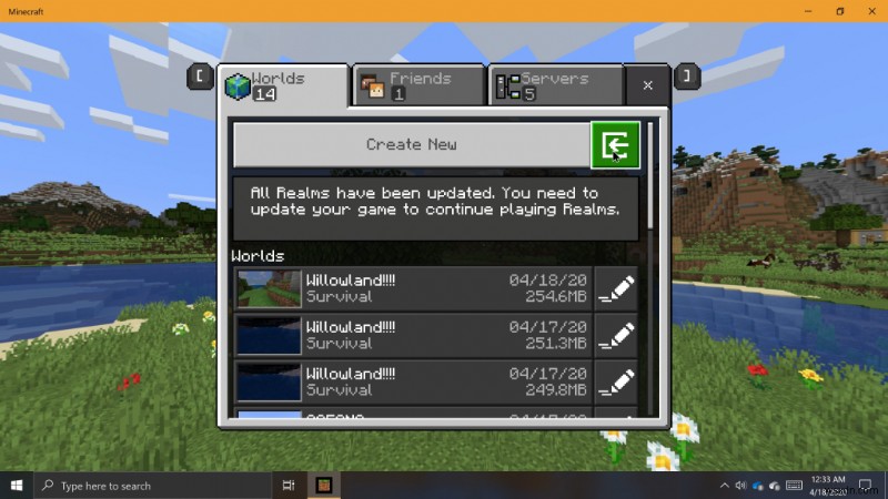 Windows 10의 Minecraft에서 세계를 백업하고 가져오는 방법