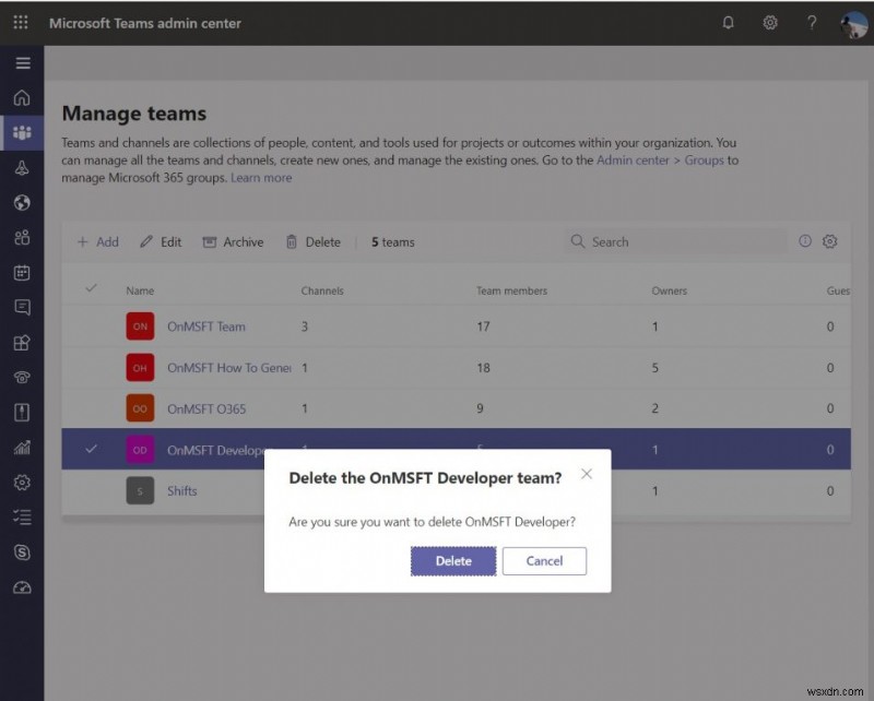 Microsoft Teams에서 팀을 삭제하거나 보관하는 방법