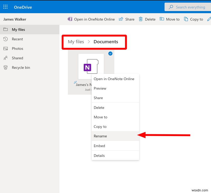 OneNote 전자 필기장의 이름을 바꾸는 방법