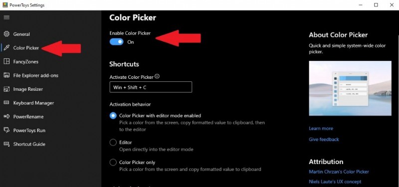 Windows 10에서 PowerToys Color Picker 유틸리티를 사용하여 완벽한 색상을 찾는 방법