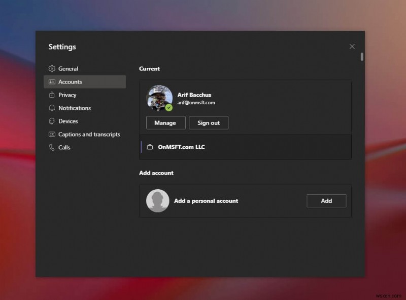 Microsoft Teams 앱에 개인 계정을 추가하는 방법