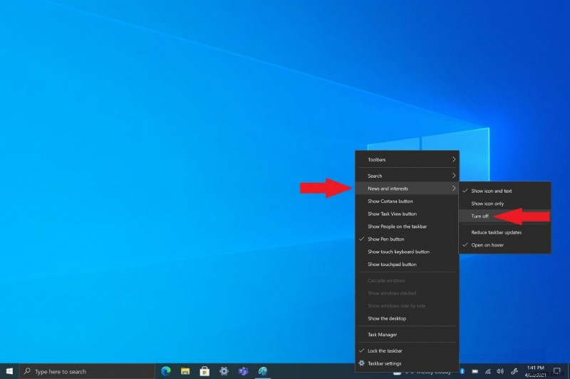 Windows 10에서 뉴스 및 관심 분야를 쉽게 끄는 방법