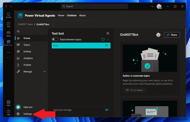 Microsoft Teams에서 Power Virtual Agents 챗봇을 빠르게 만드는 방법