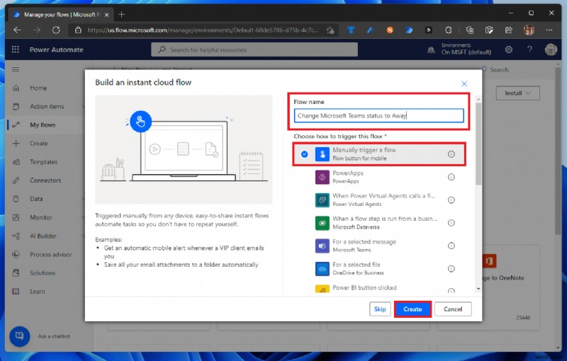 Power Automate를 사용하여 Microsoft Teams 상태를 업데이트하는 방법